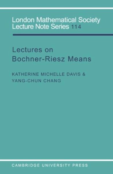 Lectures on Bochner-Riesz Means (eBook, PDF)
