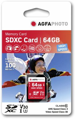 AgfaPhoto SDXC Karte 64GB High Speed Class 10 UHS I U1 V30
