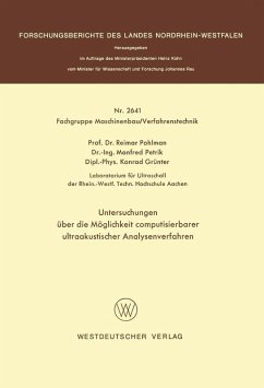 Untersuchungen über die Möglichkeit computisierbarer ultraakustischer Analysenverfahren - Pohlman, Reimar