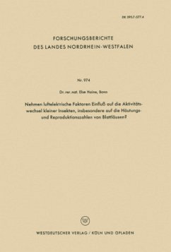 Nehmen luftelektrische Faktoren Einfluß auf die Aktivitätswechsel kleiner Insekten, insbesondere auf die Häutungs- und Reproduktionszahlen von Blattläusen? - Haine, Else