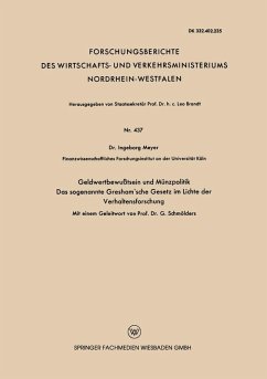 Cover Geldwertbewußtsein und Münzpolitik Das sogenannte Gresham'sche Gesetz im Lichte der Verhaltensforschung