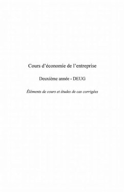 Cours d'economie de l'entreprise deuxiem (eBook, PDF)