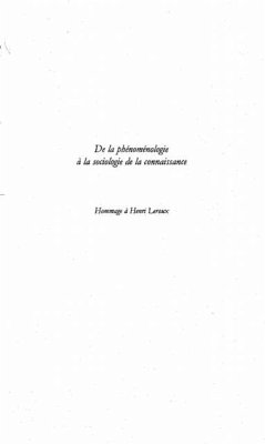 De la phenomenologie a la sociologie de (eBook, PDF)