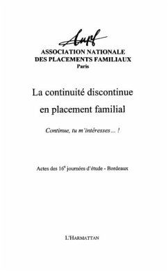 Cover La continuite discontinue en placement familial - continue, (eBook, PDF)