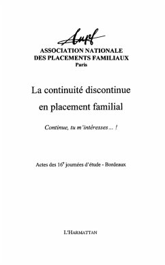 La continuite discontinue en placement familial - continue, (eBook, ePUB)