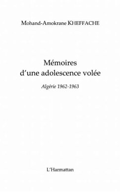 Cover Memoires d'une adolescence volee algerie (eBook, PDF)
