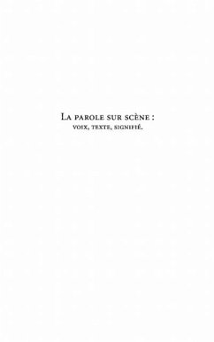 La parole sur scEne - voix, texte, signifie (eBook, PDF) Cover La parole sur scEne - voix, texte, signifie (eBook, PDF)