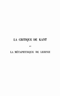 Critique de kant et la metaphysique de l (eBook, PDF)