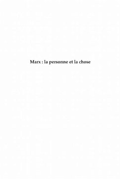 Marx la personne et la chose (eBook, PDF)