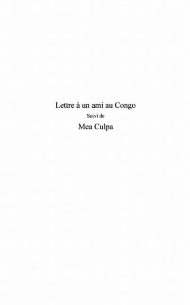 LETTRE A UN AMI AU CONGO (eBook, PDF)