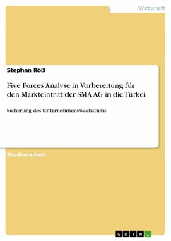 Five Forces Analyse in Vorbereitung für den Markteintritt der SMA AG in die Türkei (eBook, PDF)