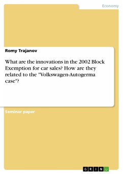 What are the innovations in the 2002 Block Exemption for car sales? How are they related to the 
