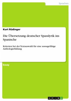 Die Übersetzung deutscher Spasslyrik ins Spanische (eBook, PDF)