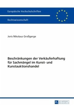 Beschränkungen der Verkäuferhaftung für Sachmängel im Kunst- und Kunstauktionshandel - Großgerge, Joris Nikolaus