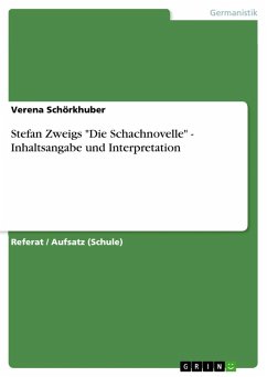 Stefan Zweigs "Die Schachnovelle" - Inhaltsangabe und Interpretation (eBook, ePUB)