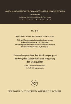 Untersuchungen über den Mischvorgang zur Senkung des Kalkbedarfs und Steigerung der Steinqualität - Quincke, Joachim Ernst