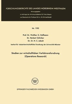 Studien zur wirtschaftlichen Verfahrensforschung (Operations Research) - Gülicher, Herbert; Hoffmann, Walther