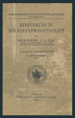 Einführung in die Finanzwissenschaft - Dalton, Hugh;Neisser, Hans