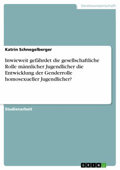 Inwieweit gefährdet die gesellschaftliche Rolle männlicher Jugendlicher die Entwicklung der Genderrolle homosexueller Jugendlicher? (eBook, PDF) - Schnegelberger, Katrin