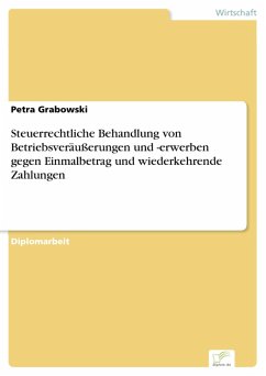Steuerrechtliche Behandlung von Betriebsveräußerungen und -erwerben gegen Einmalbetrag und wiederkehrende Zahlungen (eBook, PDF) - Grabowski, Petra