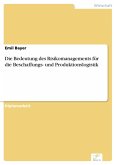 Die Bedeutung des Risikomanagements für die Beschaffungs- und Produktionslogistik (eBook, PDF)