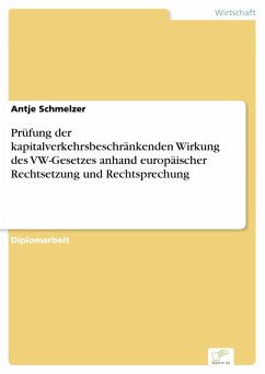 Prüfung der kapitalverkehrsbeschränkenden Wirkung des VW-Gesetzes anhand europäischer Rechtsetzung und Rechtsprechung (eBook, PDF) - Schmelzer, Antje