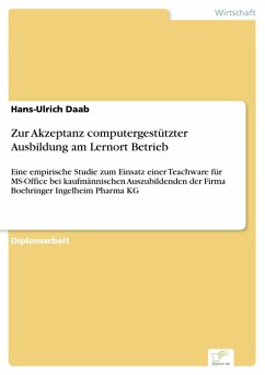 Zur Akzeptanz computergestützter Ausbildung am Lernort Betrieb (eBook, PDF) - Daab, Hans-Ulrich