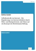 Selbstkontrolle im Internet - Die Regulierung von Internet-Inhalten durch Filter- und Rating-Systeme, mit Fokus auf ein Konzept der Bertelsmann-Stiftung (eBook, PDF)