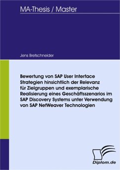 Bewertung von SAP User Interface Strategien hinsichtlich der Relevanz für Zielgruppen und exemplarische Realisierung eines Geschäftsszenarios im SAP Discovery Systems unter Verwendung von SAP NetWeaver Technologien (eBook, PDF) - Bretschneider, Jens