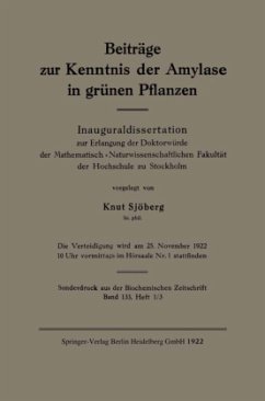 Beiträge zur Kenntnis der Amylase in grünen Pflanzen - Sjöberg, Knut