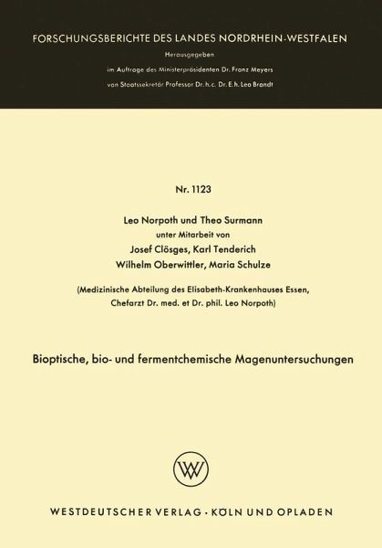 Bioptische, bio- und fermentchemische Magenuntersuchungen