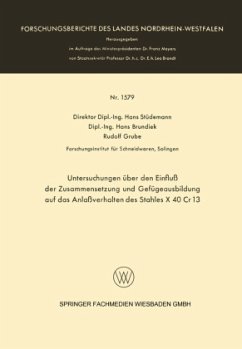 Untersuchungen über den Einfluß der Zusammensetzung und Gefügeausbildung auf das Anlaßverhalten des Stahles X 40 Cr 13 - Stüdemann, Hans