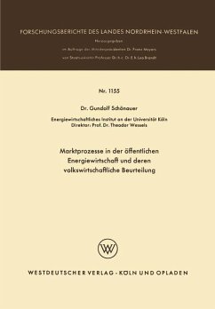 Marktprozesse in der öffentlichen Energiewirtschaft und deren volkswirtschaftliche Beurteilung - Schönauer, Gundolf