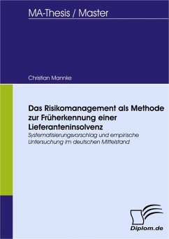 Das Risikomanagement als Methode zur Früherkennung einer Lieferanteninsolvenz (eBook, PDF) - Mannke, Christian