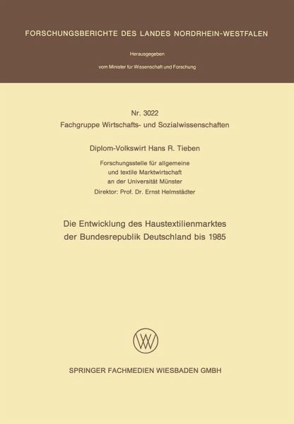 Die Entwicklung des Haustextilienmarktes der Bundesrepublik Deutschland bis 1985
