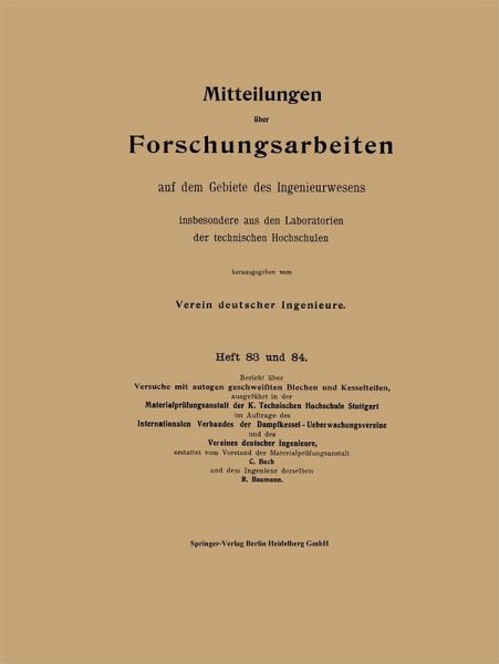Mitteilungen über Forschungsarbeiten auf dem Gebiete des Ingenieurwesens Mitteilungen über Forschungsarbeiten auf dem Gebiete des Ingenieurwesens
