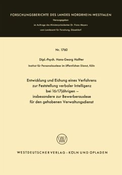 Entwicklung und Eichung eines Verfahrens zur Feststellung verbaler Intelligenz bei 16/17jährigen - Holfter, Hans-Georg