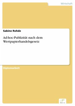 Ad-hoc-Publizität nach dem Wertpapierhandelsgesetz (eBook, PDF) - Rohde, Sabine