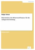 Erkenntnisse der Behavioral Finance für die Anlageentscheidung (eBook, PDF)