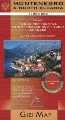 Gizi Map Montenegro & North Albania, Geographical Map