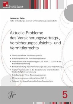 Aktuelle Probleme des Versicherungsvertrags-, Versicherungsaufsichts- und Vermittlerrechts - Drees, Holger;Koch, Robert;Nell, Martin