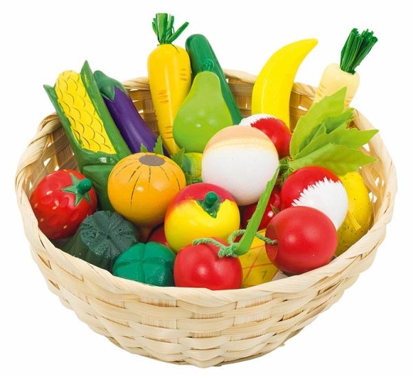Goki 51660 - Obst und Gemüse im Korb für Kaufladen Holz, 23teilig - Bei  bücher.de immer portofrei