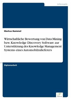 Wirtschaftliche Bewertung von Data Mining bzw. Knowledge Discovery Software zur Unterstützung des Knowledge Management Systems eines Automobilzulieferers - Hummel, Markus