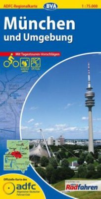 ADFC-Regionalkarte München und Umgebung mit Tagestouren-Vorschlägen, 1:75.000, reiß- und wetterfest, GPS-Tracks Download