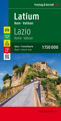 Latium - Rom - Vatikan, Autokarte 1:150.000, Top 10 Tips. Lazio, Rome, Vatican