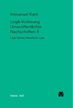 Logik-Vorlesung. Unveröffentlichte Nachschriften II (eBook, PDF) - Kant, Immanuel