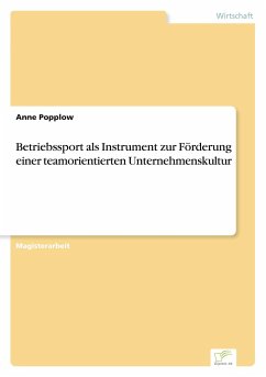 Betriebssport als Instrument zur Förderung einer teamorientierten Unternehmenskultur - Popplow, Anne