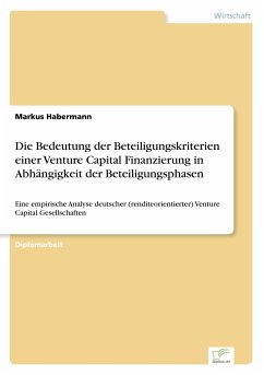 Die Bedeutung der Beteiligungskriterien einer Venture Capital Finanzierung in Abhängigkeit der Beteiligungsphasen - Habermann, Markus