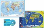 Kinderweltkarte/Erde politisch, DUO-Schreibunterlage klein, m. Audio-CD