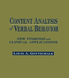 Content Analysis of Verbal Behavior (eBook, ePUB) - Gottschalk, Louis A.